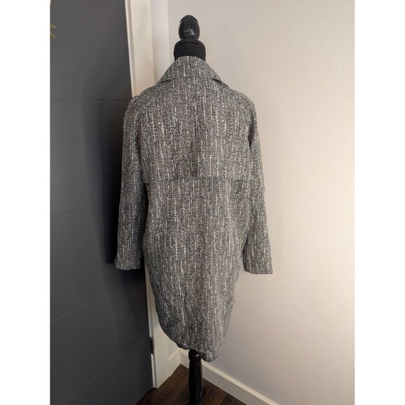 Topshop Black and White Storm Flap Unlined Double Breasted Duster Trench Coat: 4 - Picture 3 of 11